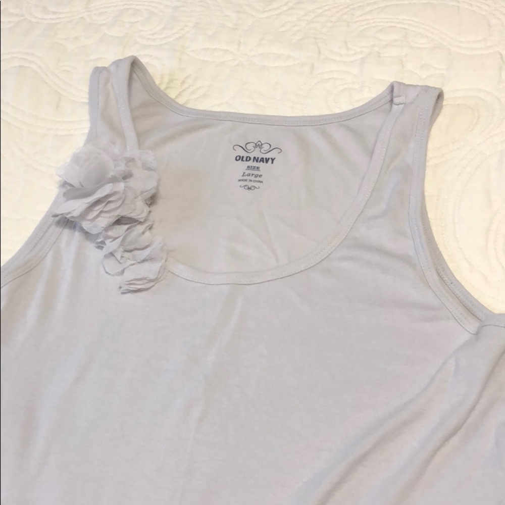 Light grey Old Navy tank with flower embellishment